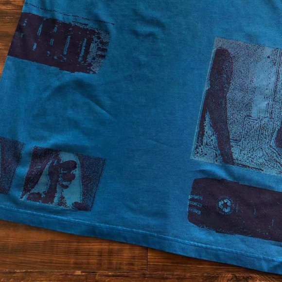 Cavermpt Blue Long Sleeve Hoodie Black Abstract Print - Picture 6 of 15